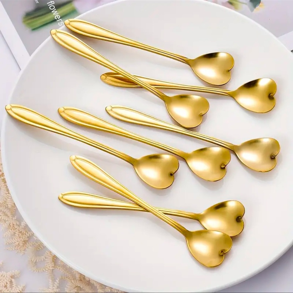 Gold Heart Spoon 10 Piece Set - Picture 3 of 3